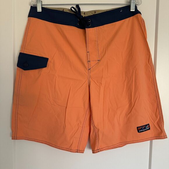 Patagonia Swim Shorts Men's Size 35 Hydropeak Boardshorts Orange - Picture 1 of 8